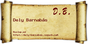 Dely Barnabás névjegykártya