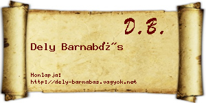 Dely Barnabás névjegykártya