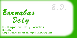 barnabas dely business card